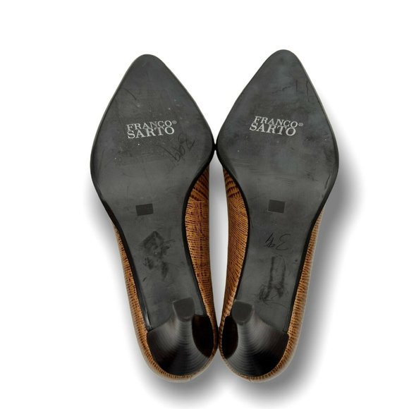 Franco Sarto brown leather upper streak snake print stiletto high heel size  6.5 - Picture 7 of 8